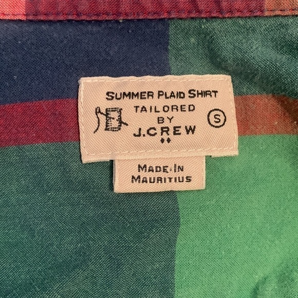 J. Crew Tailored Summer Plaid Button Down Shirt Red/Green/Blue/White Men’s S - Picture 2 of 12